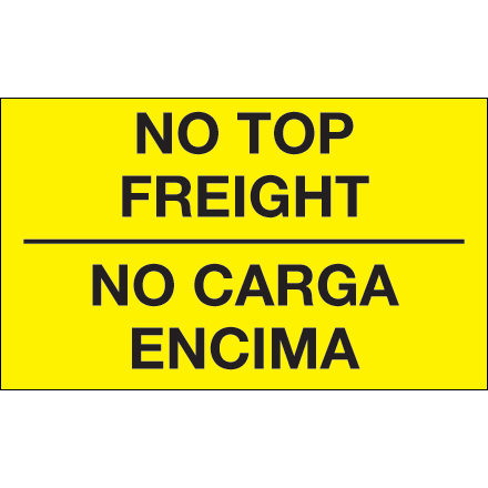 3 x 5" - "No Carga Encima" (Fluorescent Yellow) Bilingual Labels