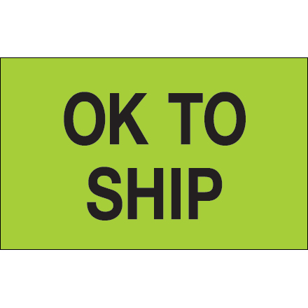 1 <span class='fraction'>1/4</span> x 2" - "OK To Ship" (Fluorescent Green) Labels