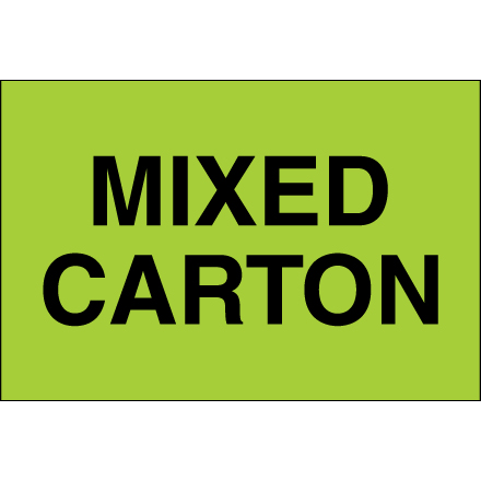 2 x 3" - "Mixed Carton" (Fluorescent Green) Labels