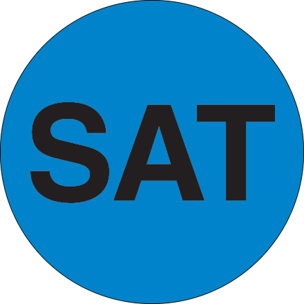 2" Circle - "SAT" (Blue) Days of the Week Labels