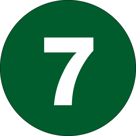 3" Circle - "7" (Dark Green) Number Labels