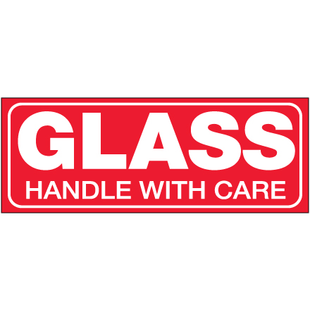 1 <span class='fraction'>1/2</span> x 4" - "Glass - Handle With Care" Labels
