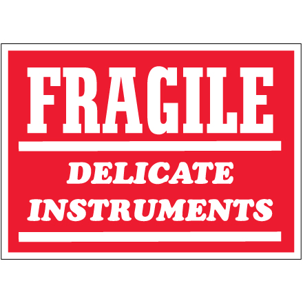 3 x 5" - "Fragile - Delicate Instruments" Labels